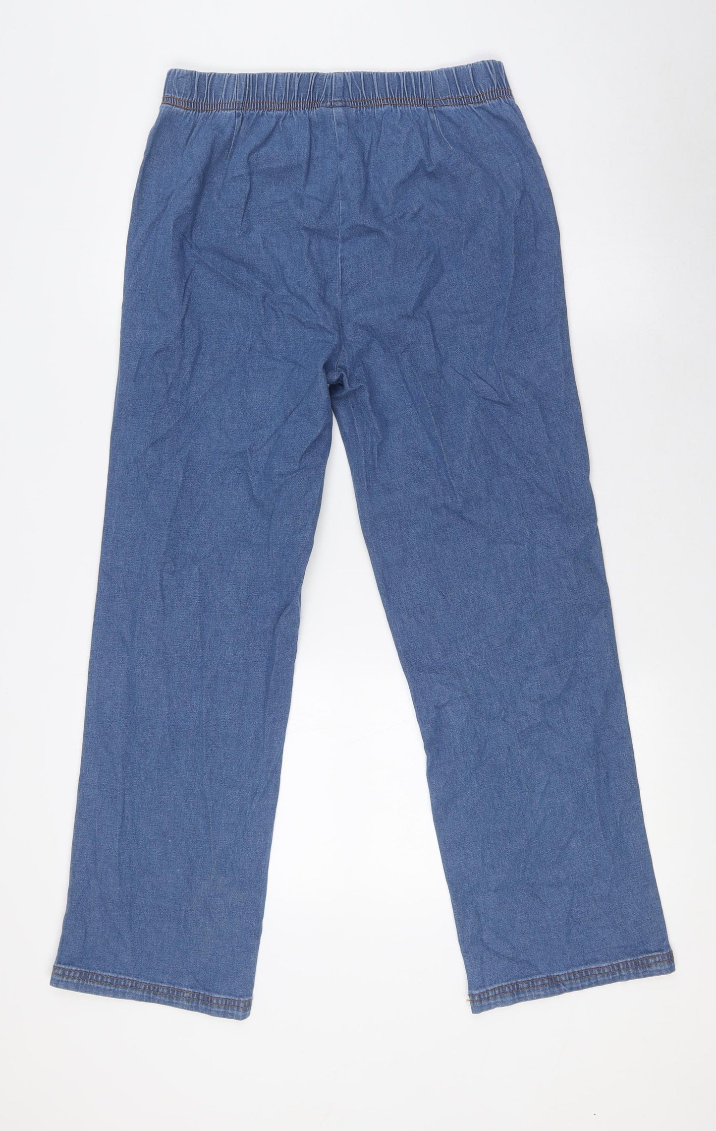 Damart Womens Blue Cotton Straight Jeans Size 12 L27 in Regular - Elasticated Waist