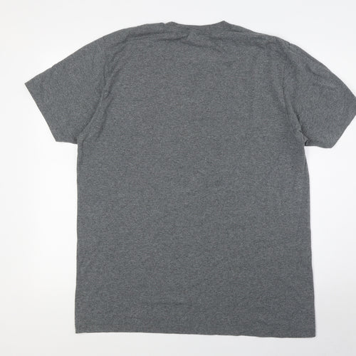 Marvel Mens Grey Herringbone Cotton T-Shirt Size L Crew Neck