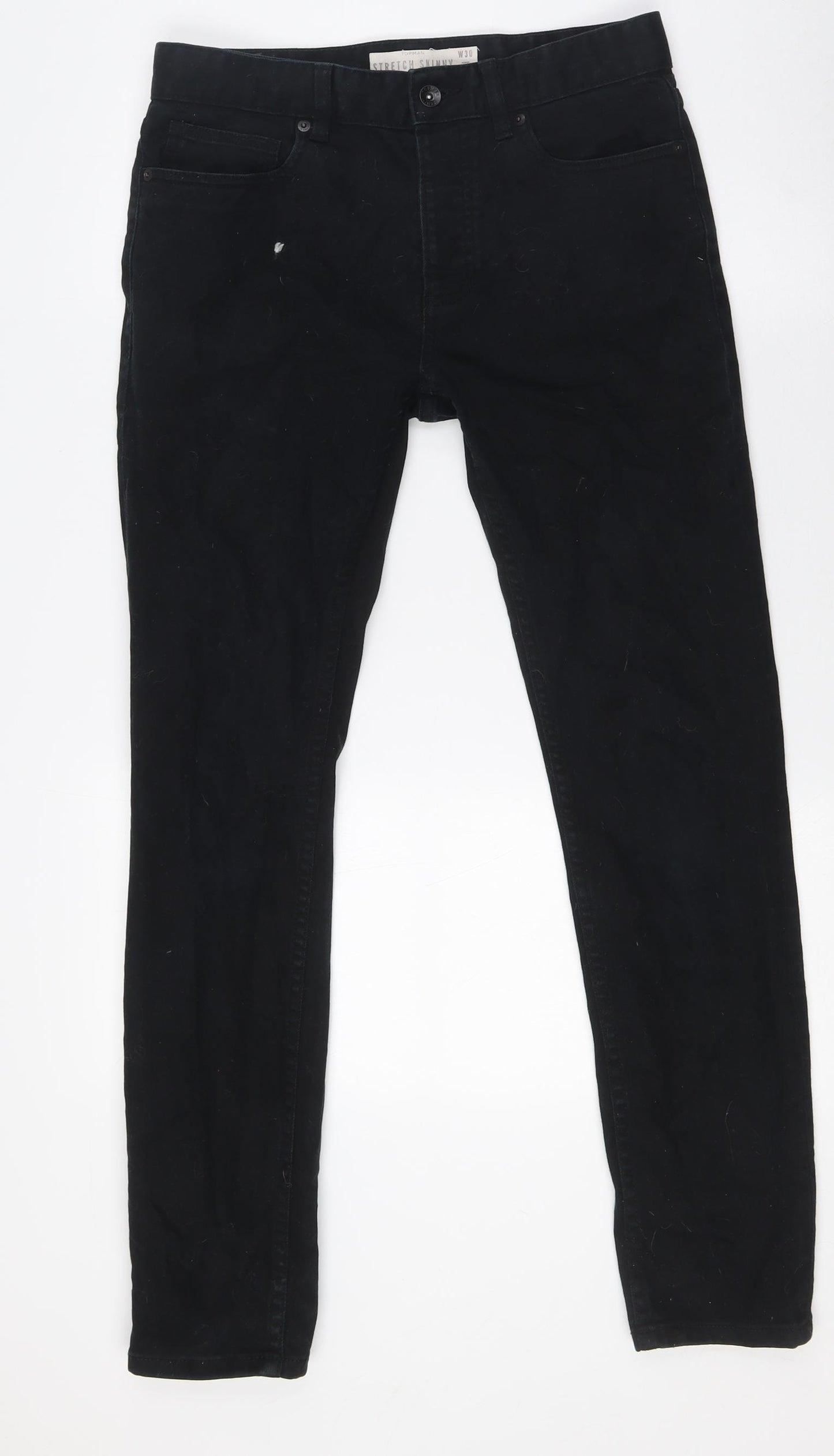 Topman Mens Black Cotton Skinny Jeans Size 30 in L30 in Slim Button