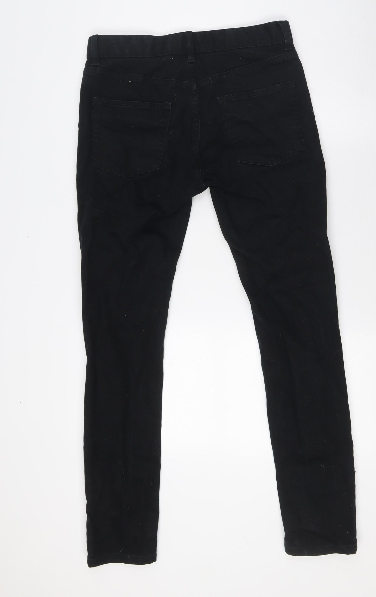 Topman Mens Black Cotton Skinny Jeans Size 30 in L30 in Slim Button