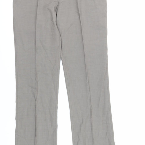 Burton Mens Grey Wool Dress Pants Trousers Size 34 in L31 in Regular Zip