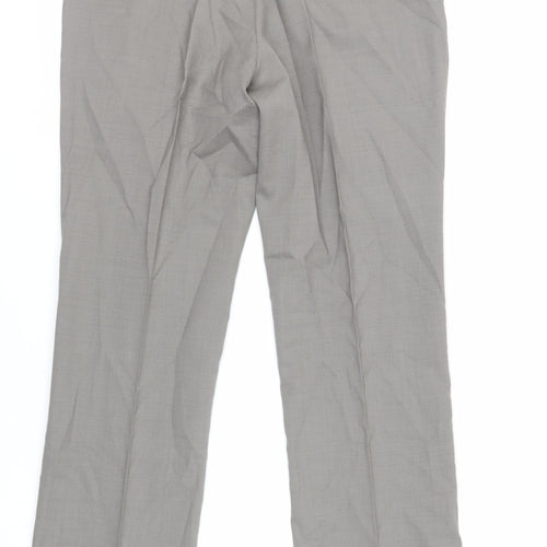 Burton Mens Grey Wool Dress Pants Trousers Size 34 in L31 in Regular Zip