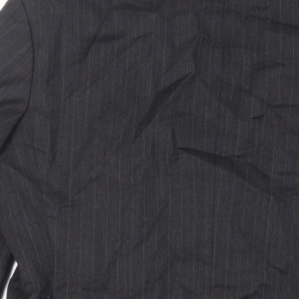 Marks and Spencer Mens Grey Striped Polyester Jacket Suit Jacket Size 38 Regular