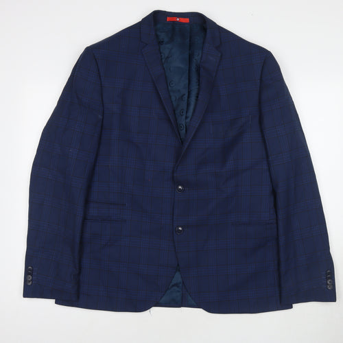 Lambretta Mens Blue Check Polyester Jacket Suit Jacket Size 44 Regular