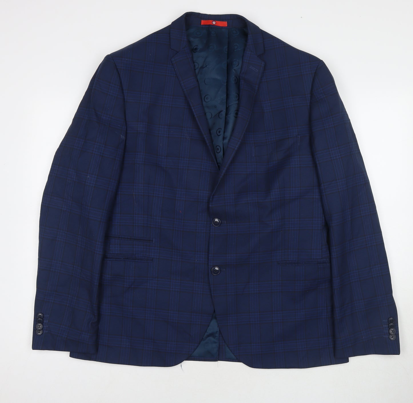 Lambretta Mens Blue Check Polyester Jacket Suit Jacket Size 44 Regular