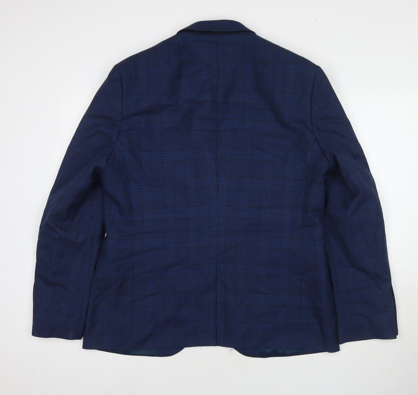 Lambretta Mens Blue Check Polyester Jacket Suit Jacket Size 44 Regular