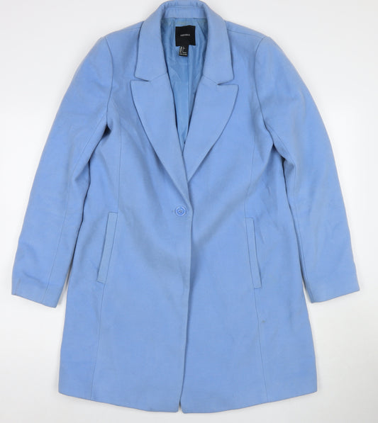 FOREVER 21 Womens Blue Overcoat Coat Size L Button