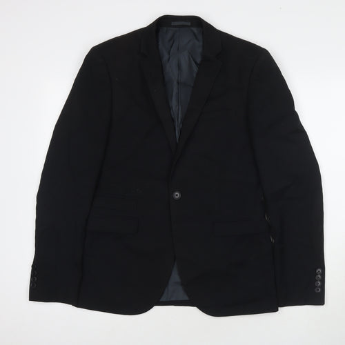 NEXT Mens Black Polyester Jacket Suit Jacket Size 38 Regular