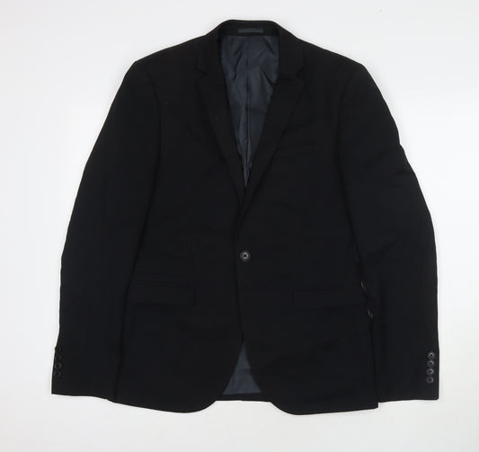 NEXT Mens Black Polyester Jacket Suit Jacket Size 38 Regular