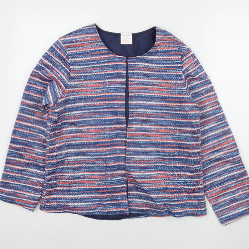 Anne de Lancey Womens Multicoloured Striped Jacket Size M Hook & Eye