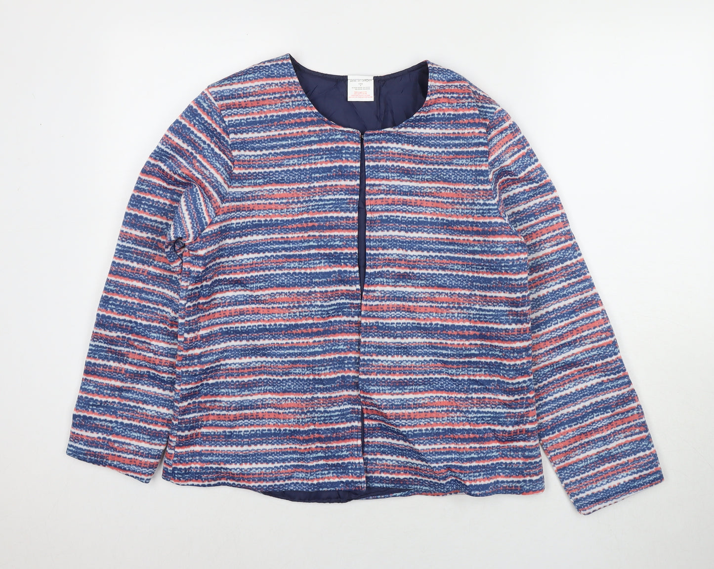 Anne de Lancey Womens Multicoloured Striped Jacket Size M Hook & Eye