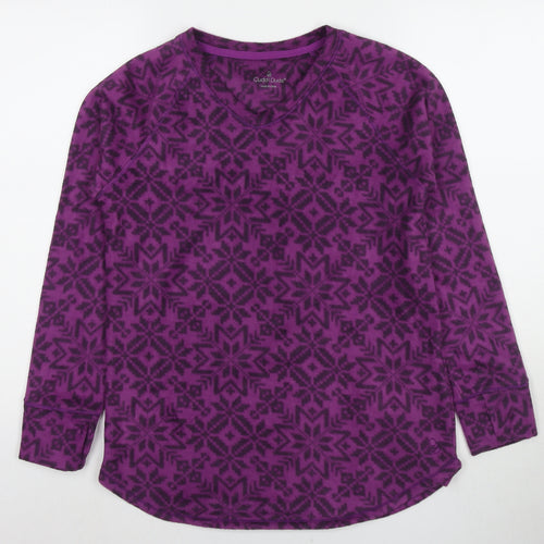 Cuddl Duds Womens Purple Geometric Polyester Pullover Sweatshirt Size M Pullover