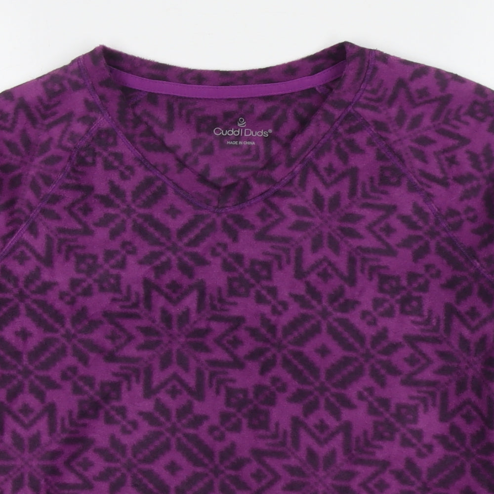 Cuddl Duds Womens Purple Geometric Polyester Pullover Sweatshirt Size M Pullover