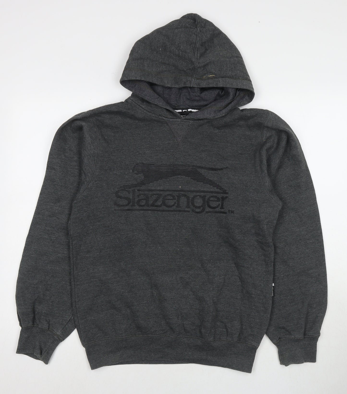 Slazenger Mens Grey Cotton Pullover Hoodie Size S - Logo