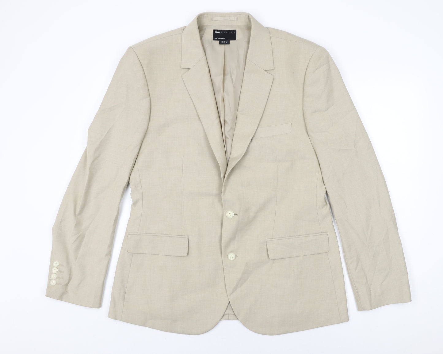 ASOS Mens Beige Polyester Jacket Suit Jacket Size 42 Regular