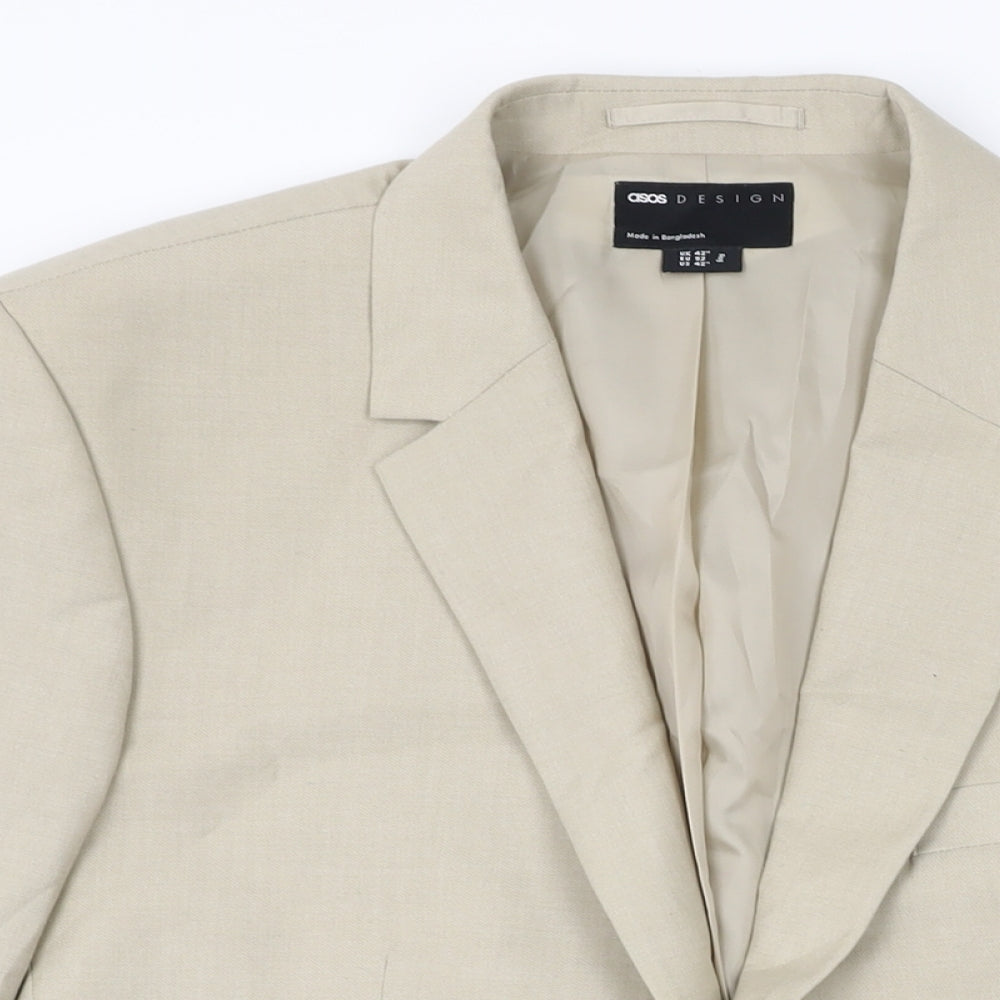 ASOS Mens Beige Polyester Jacket Suit Jacket Size 42 Regular