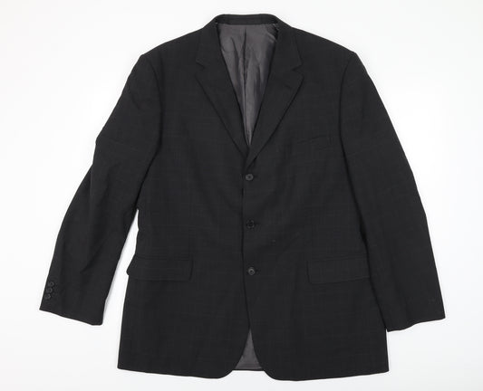 Marks and Spencer Mens Black Polyester Jacket Suit Jacket Size 44 Regular