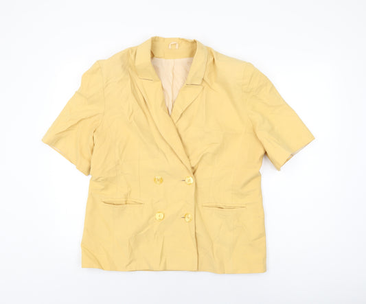 Classics Womens Yellow Polyester Basic Button-Up Size 16 Collared