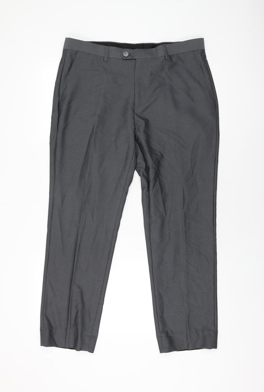 Sawyers & Hendricks Mens Grey Polyester Trousers Size 34 in L28 in Regular Zip