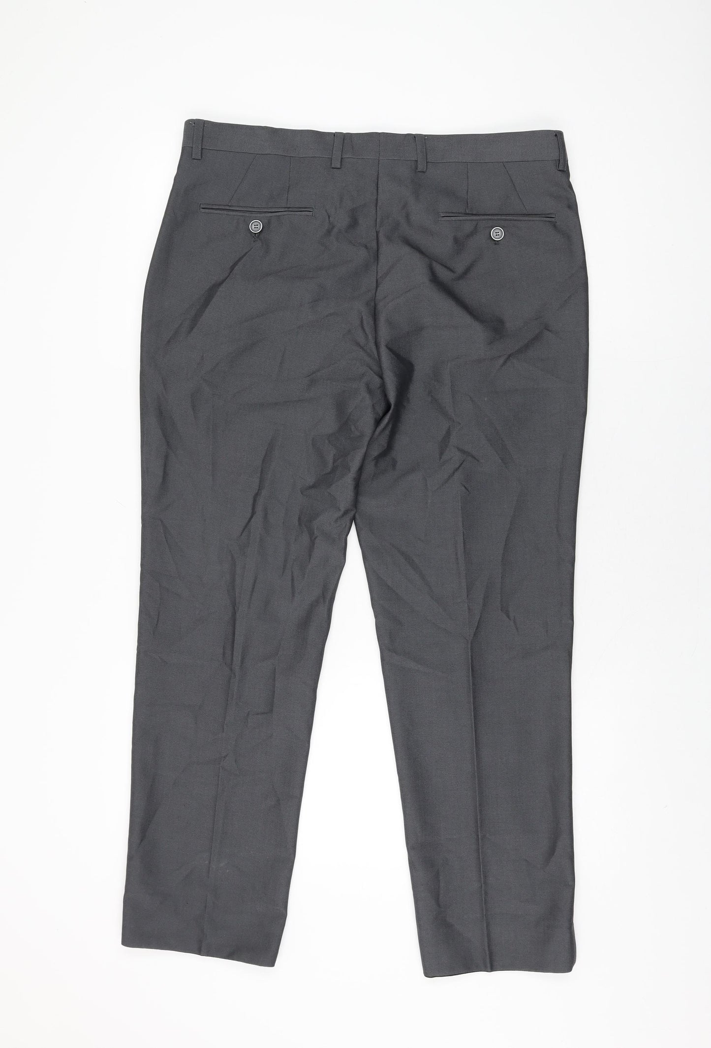 Sawyers & Hendricks Mens Grey Polyester Trousers Size 34 in L28 in Regular Zip