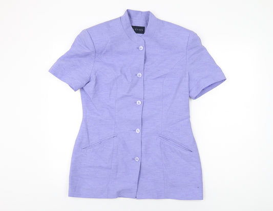 Alexon Womens Purple Polyester Basic Button-Up Size 12 Round Neck