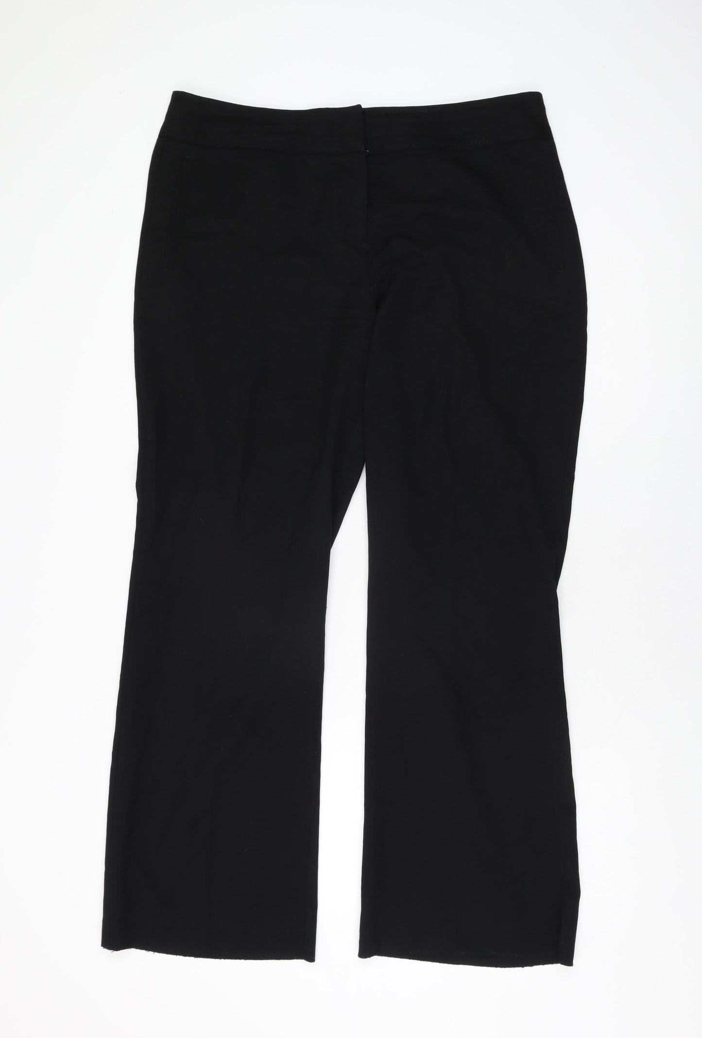 NEXT Womens Black Polyester Trousers Size 16 L31 in Regular Zip