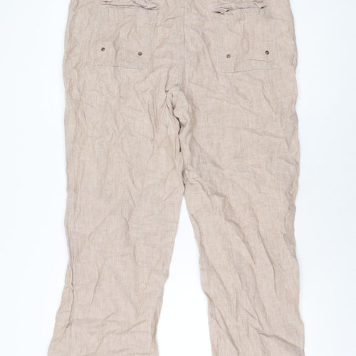 Per Una Womens Beige Linen Trousers Size 18 L32 in Regular Zip