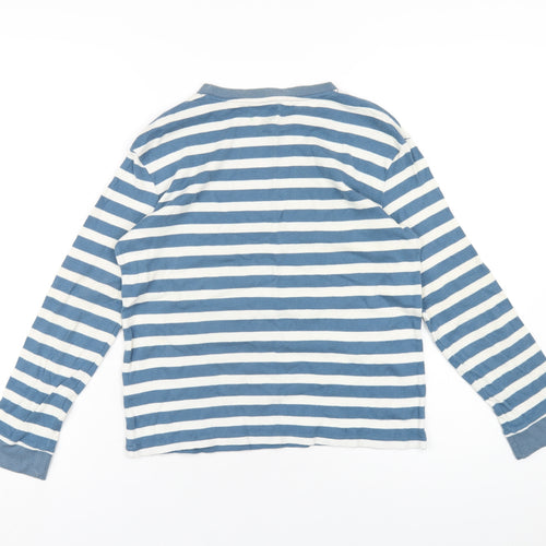 John Lewis Boys Blue Striped Cotton Basic T-Shirt Size 12 Years Round Neck Pullover