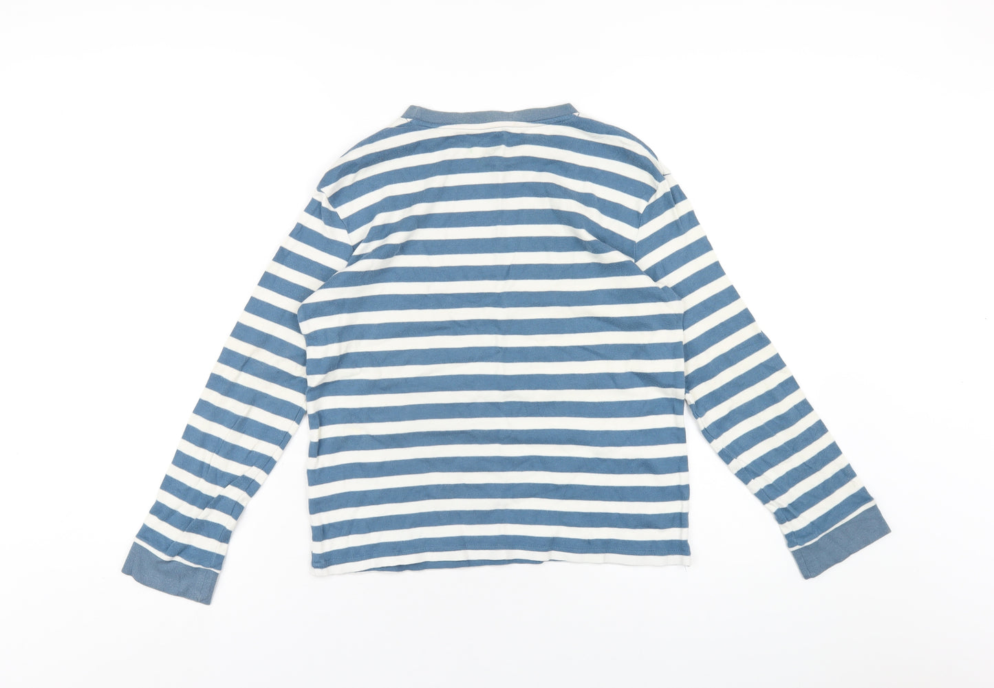 John Lewis Boys Blue Striped Cotton Basic T-Shirt Size 12 Years Round Neck Pullover