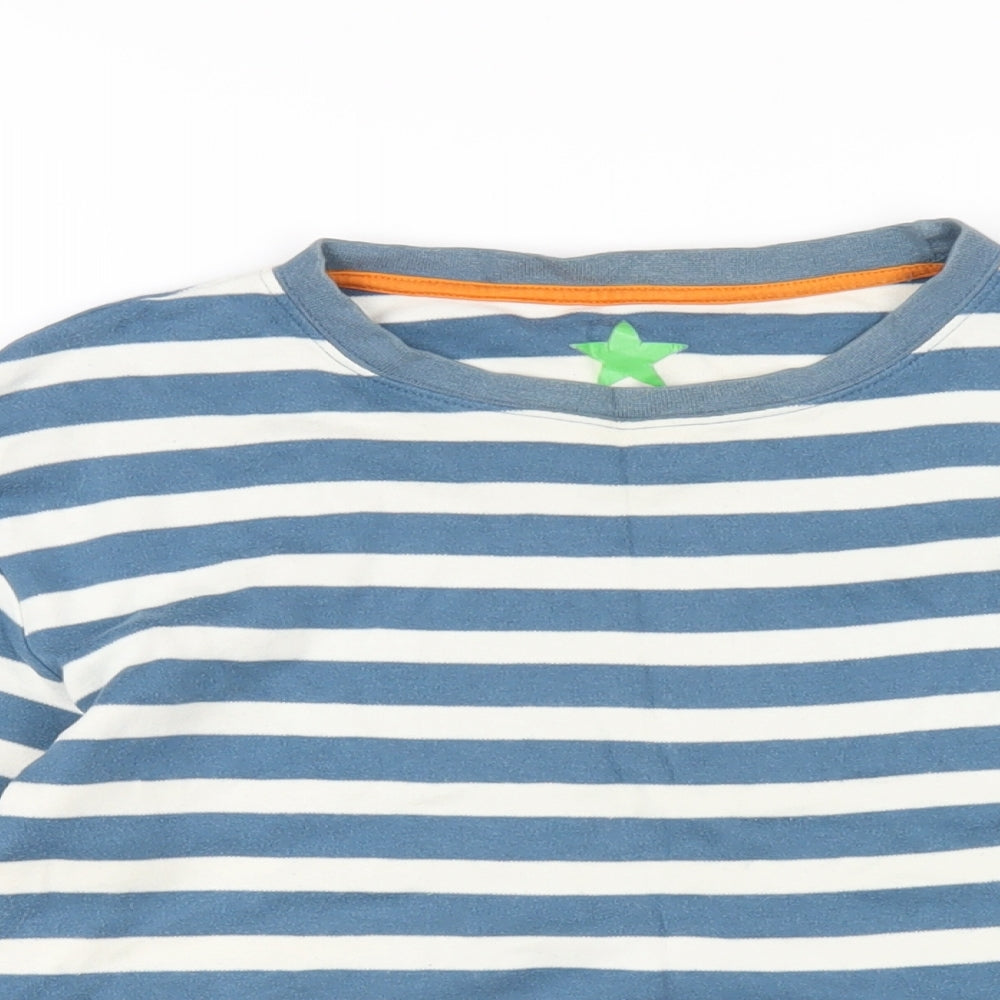 John Lewis Boys Blue Striped Cotton Basic T-Shirt Size 12 Years Round Neck Pullover