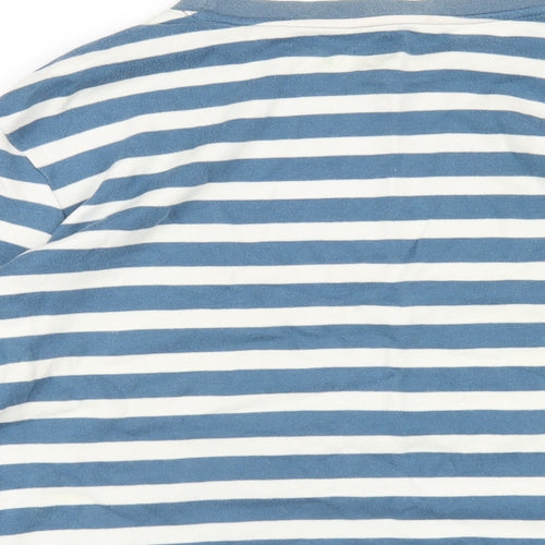 John Lewis Boys Blue Striped Cotton Basic T-Shirt Size 12 Years Round Neck Pullover