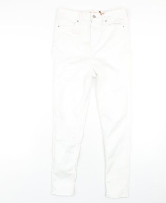 F&F Womens White Cotton Skinny Jeans Size 10 L26 in Regular Zip