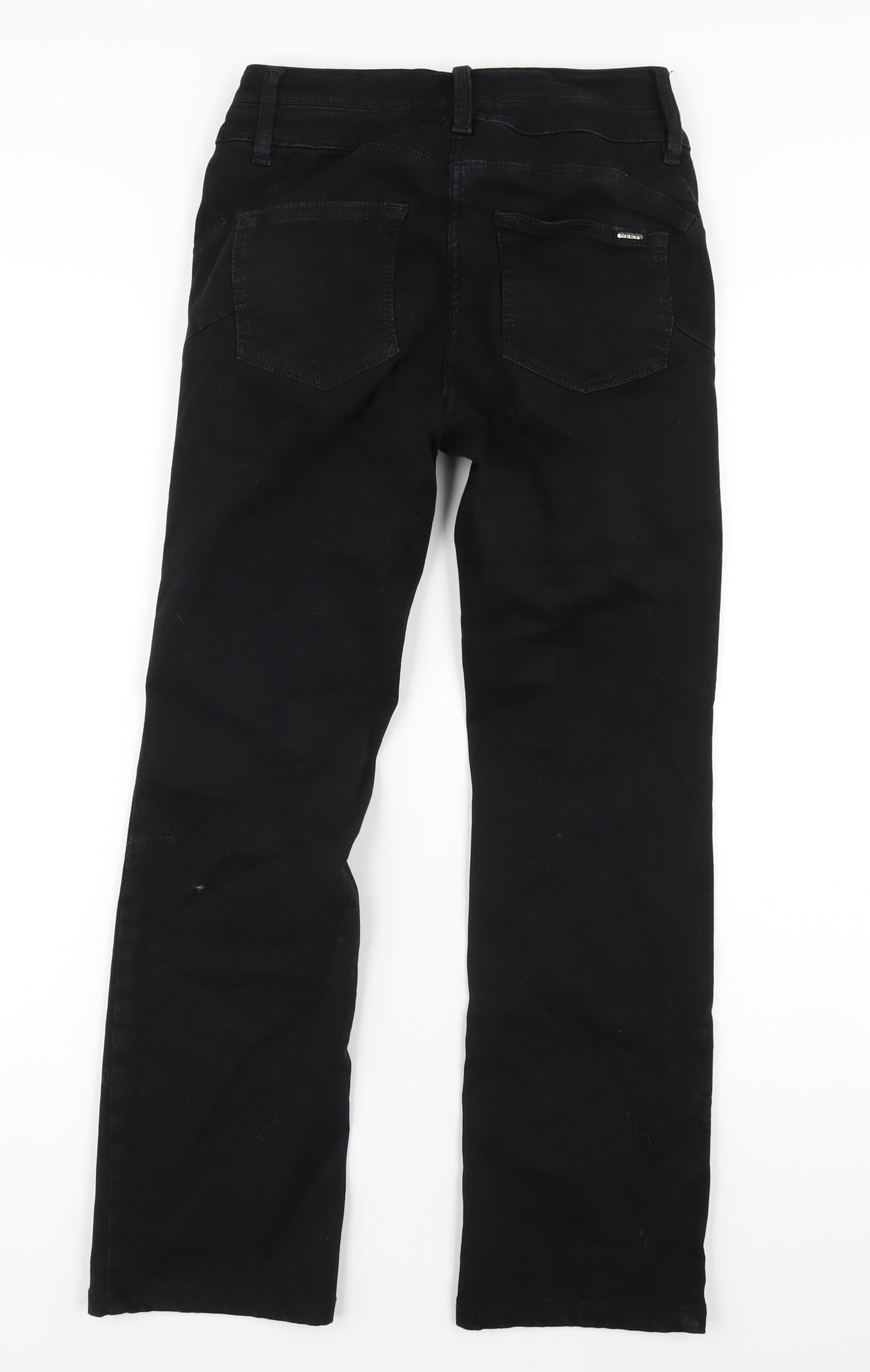 NEXT Womens Black Cotton Bootcut Jeans Size 8 L28 in Regular Zip