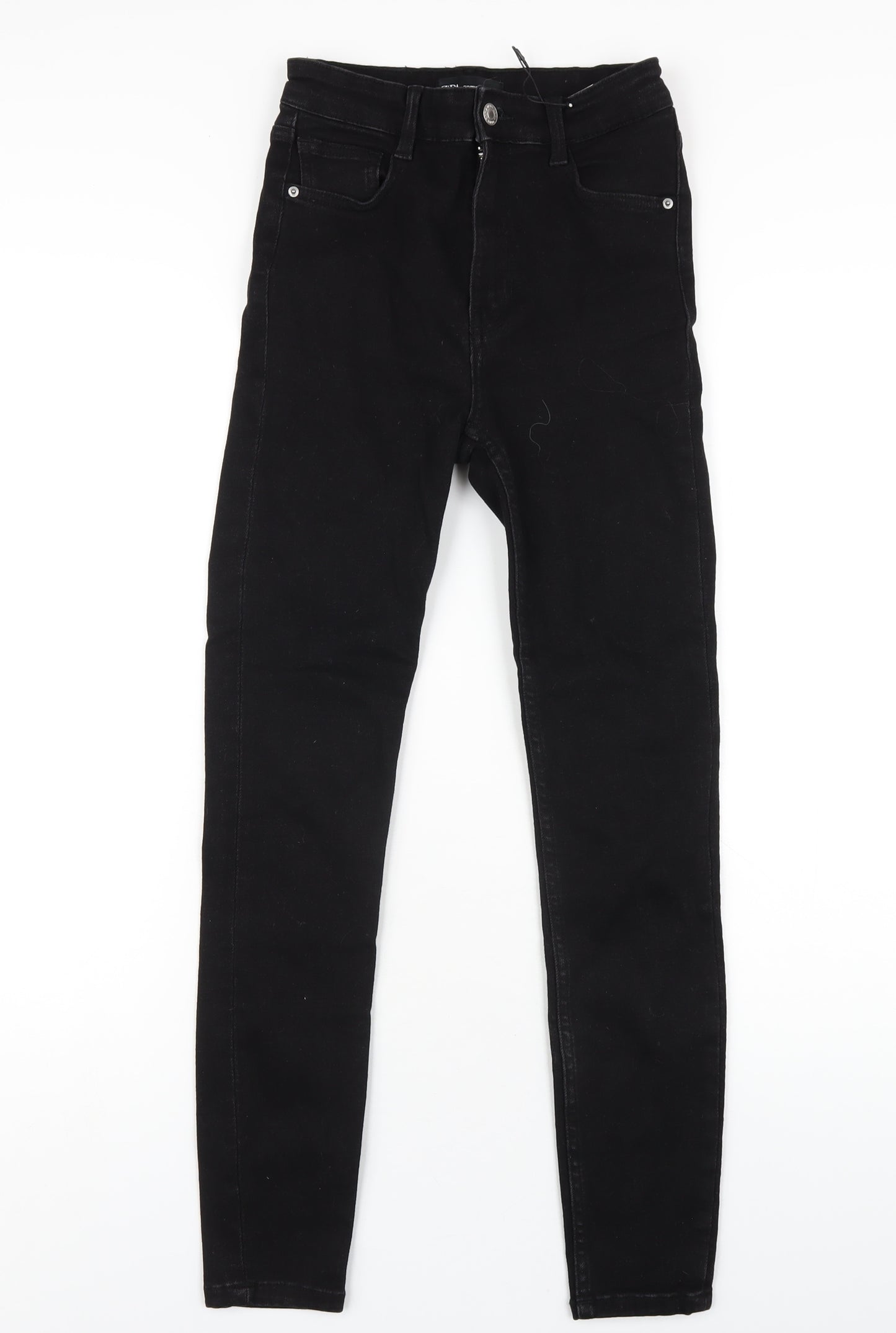 Zara Womens Black Cotton Skinny Jeans Size 8 L28 in Regular Zip