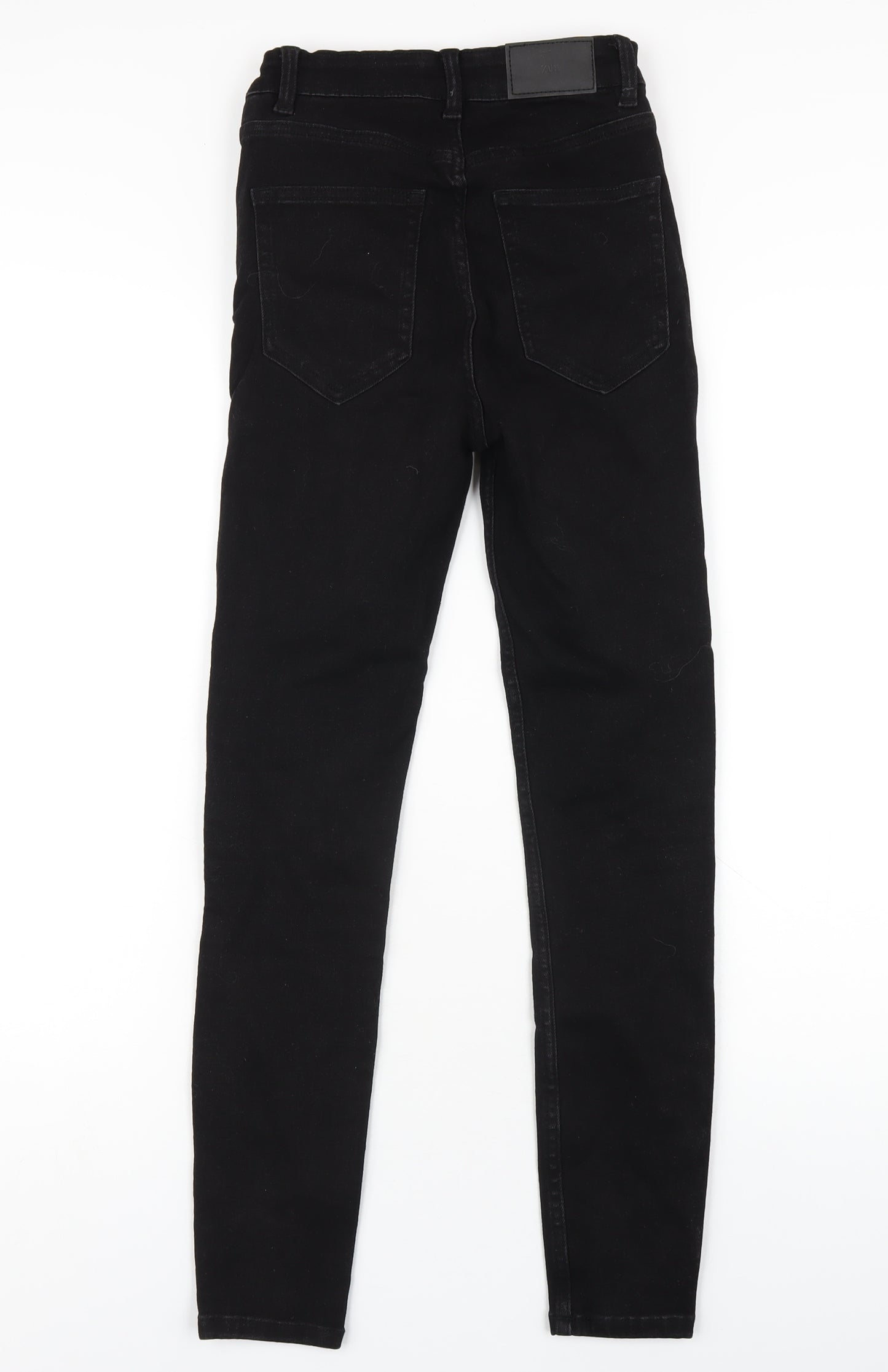 Zara Womens Black Cotton Skinny Jeans Size 8 L28 in Regular Zip