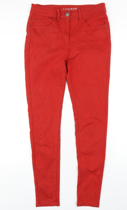 Marks and Spencer Womens Red Cotton Skinny Jeans Size 10 L30 in Regular Zip