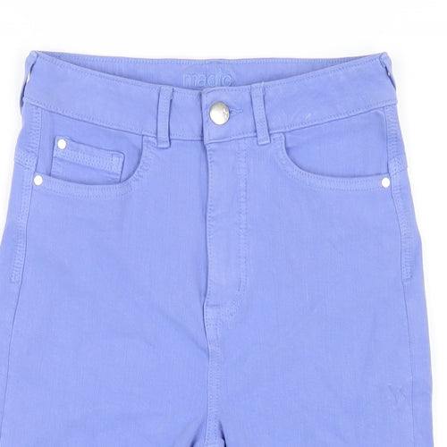 Marks and Spencer Womens Blue Cotton Bermuda Shorts Size 8 L14 in Regular Zip