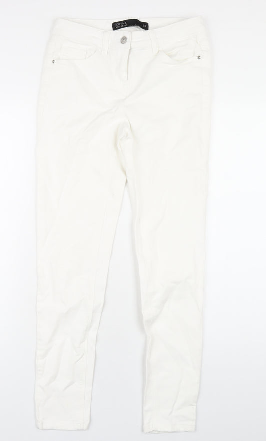 NEXT Womens White Cotton Skinny Jeans Size 8 L29 in Regular Zip