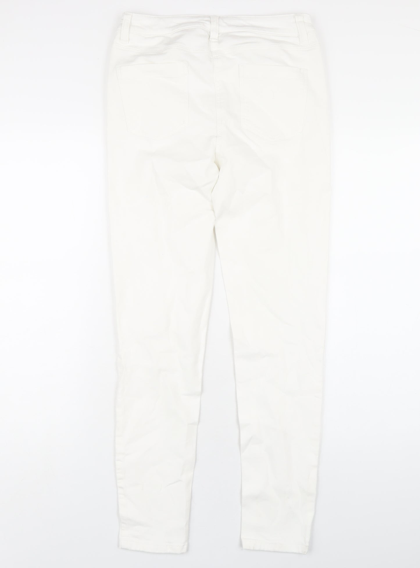 NEXT Womens White Cotton Skinny Jeans Size 8 L29 in Regular Zip