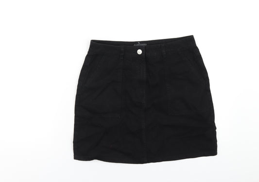 Papaya Womens Black Cotton A-Line Skirt Size 10 Zip