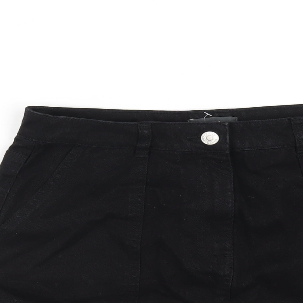 Papaya Womens Black Cotton A-Line Skirt Size 10 Zip