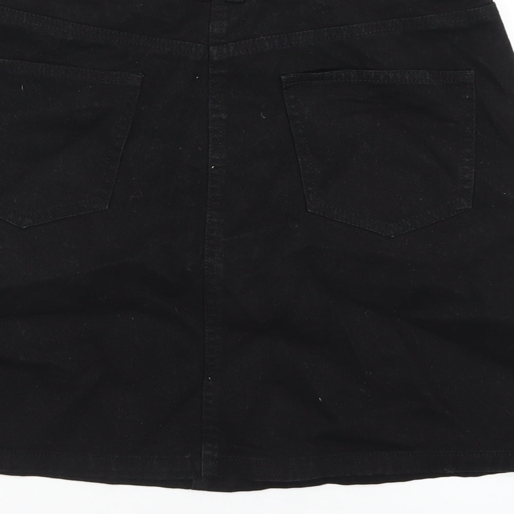 Papaya Womens Black Cotton A-Line Skirt Size 10 Zip