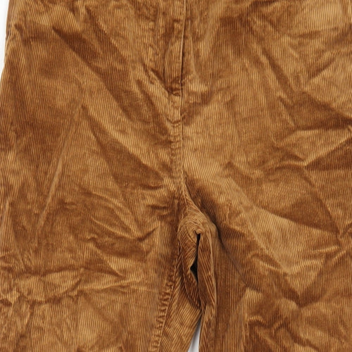 NEXT Womens Brown Cotton Trousers Size 10 L27 in Regular Zip