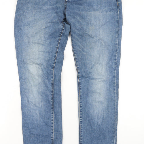 Topman Mens Blue Cotton Straight Jeans Size 30 in L32 in Slim Zip