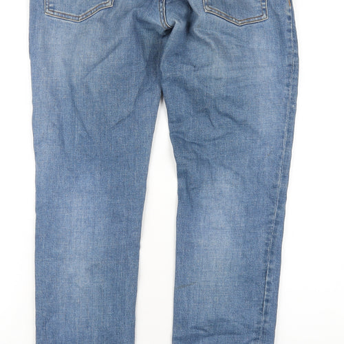 Topman Mens Blue Cotton Straight Jeans Size 30 in L32 in Slim Zip