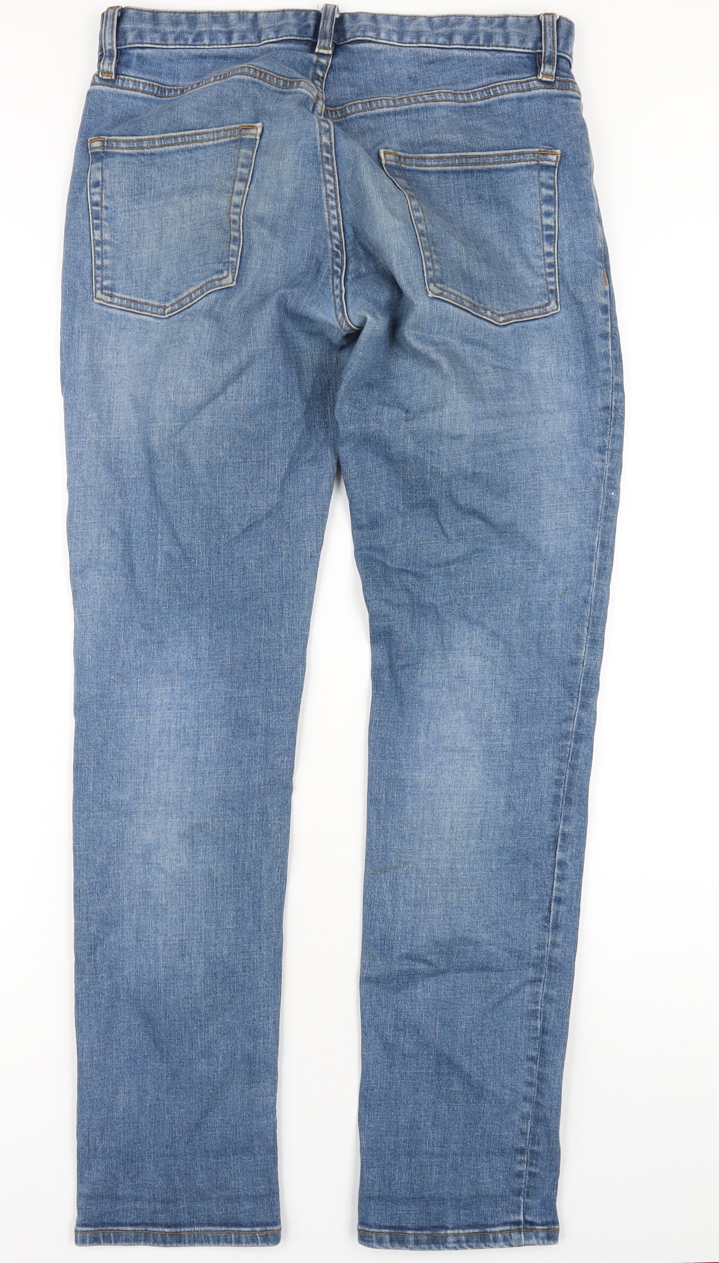 Topman Mens Blue Cotton Straight Jeans Size 30 in L32 in Slim Zip