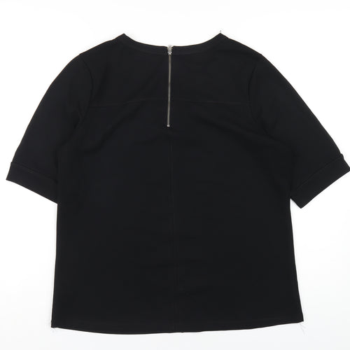 NEXT Womens Black Polyester Basic T-Shirt Size 14 Round Neck