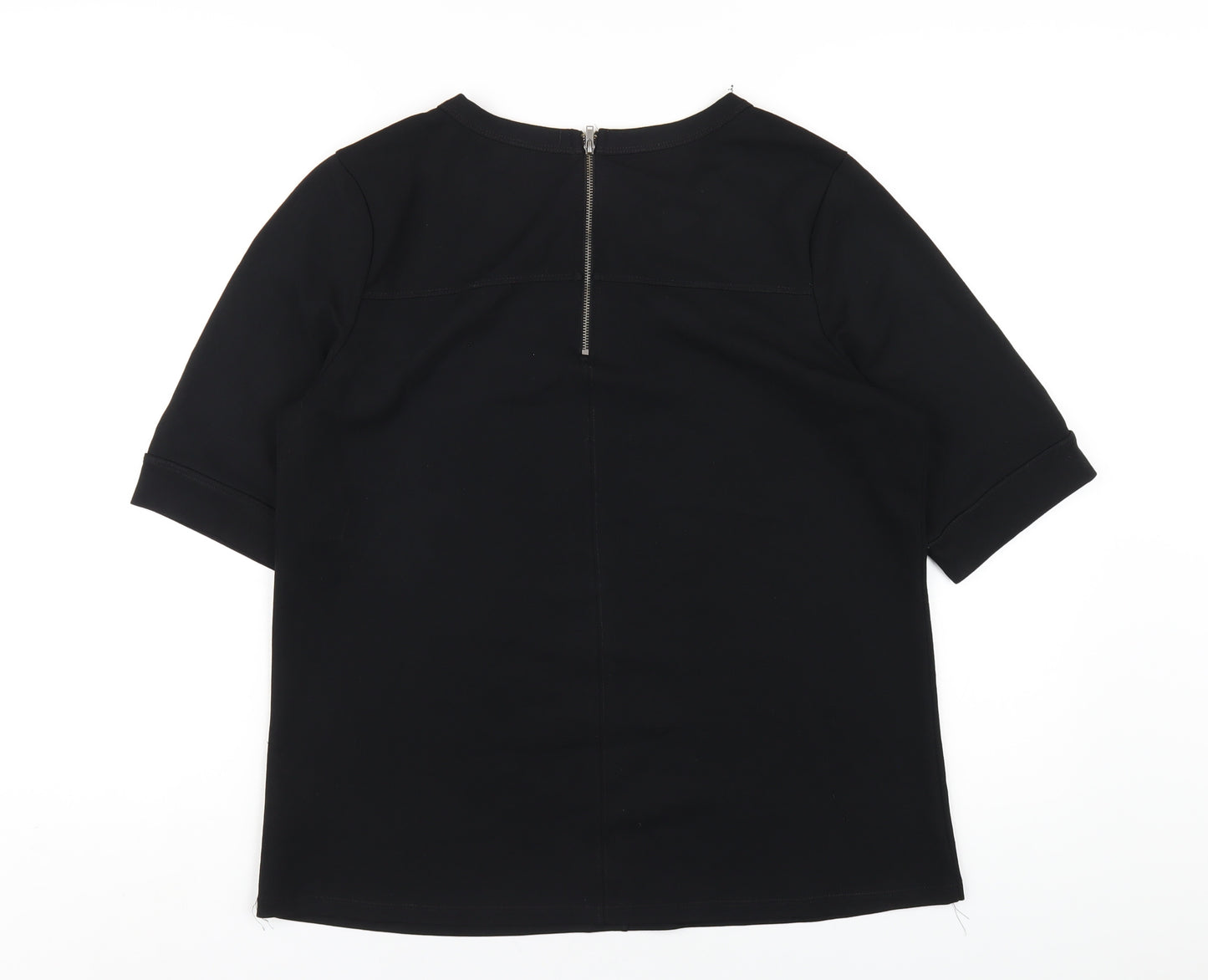 NEXT Womens Black Polyester Basic T-Shirt Size 14 Round Neck