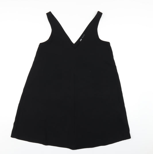 Zara Womens Black Polyester Tank Dress Size S V-Neck Pullover