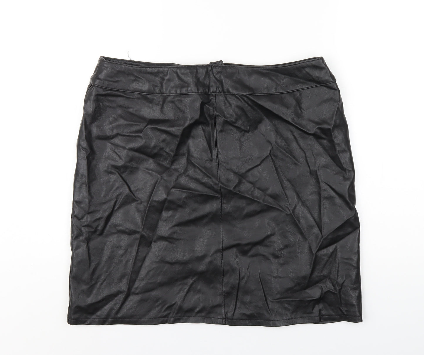 Marks and Spencer Womens Black Cotton A-Line Skirt Size 16 Zip